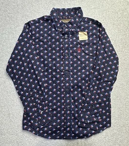 Ariat Shirt Boys Extra Small Blue White Texas Nosson Classic Western Youth Kids - Picture 1 of 11