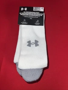 3 Pair Under Armour Crew Socks, Men's Shoe Size 8.5-13, L, Women's 10-14, White - Picture 1 of 5