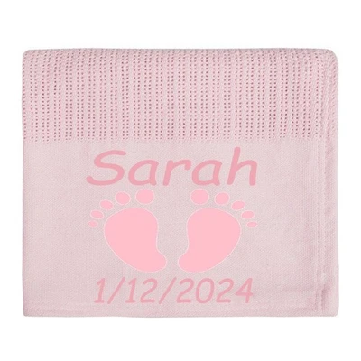 Manta PIES Bebé Bordada Personalizada para Niñas DISEÑO DE PIES Foto 1 de 2