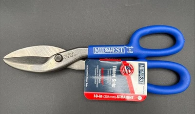 Tinner Snip Midwest 10" Straight Wide Curves Comfort Grips Metal Cut Roof Tin - Image 1 of 4