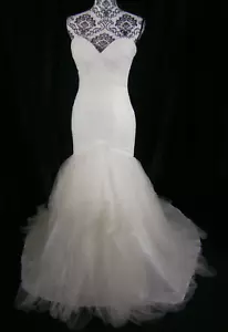 Justin Alexander Lillian West 6405 Vestido de Boda 8 Red de Marfil Ajuste y Llamarada - Imagen 1 de 12