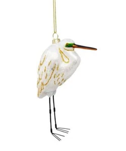 White Egret Bird Blown Glass Handcrafted Christmas Ornament NIB Cobane - Picture 1 of 1