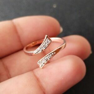 Toe Ring 14K Rose Gold Plated 0.20 Ct Simulated Diamond Womens Bypass Adjustable
