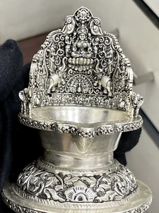 925 Silver Deepak | Pure Silver Laxmi Deepak for Diwali Puja | Silver Oil Lamp - Picture 1 of 9
