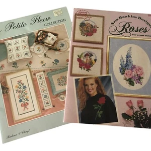 2 Floral Cross Stitch Booklets - La Petite Fleur and Sam Hawkins Roses Patterns - Picture 1 of 3