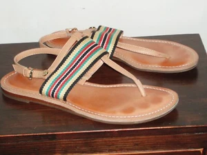 SANDALIAS TOMMY HILFIGER Talla 9.5M TANGA PLANA Correa de Tela Multicolor - Imagen 1 de 3