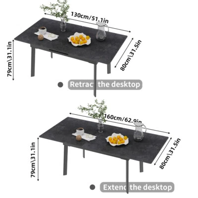 Mesa de comedor extensible de alta resistencia 52"" - 63"" mesa de cocina retráctil de mármol Foto 1 de 4