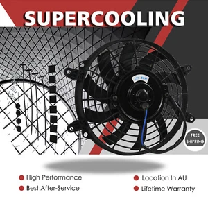 Ventilador térmico hoja curva de enfriamiento radiador eléctrico de 9" pulgadas 12 V + kits de montaje AU - Imagen 1 de 9