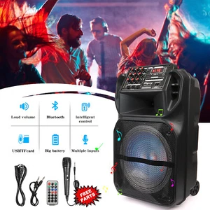 Portable Party BT Speaker With MIC Remote LED Vertical Wireless Dual Bass Stereo - Picture 1 of 9