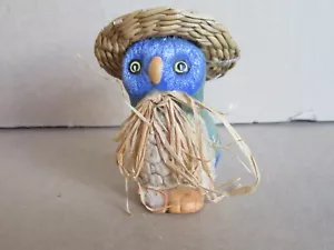 Statue Poterie Chouette avec Chapeau de Paille H: 65 mm - Foto 1 di 6