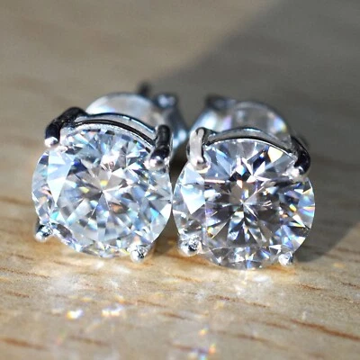 Elegantes tachuelas solitarias de diamantes con certificación de 2,50 quilates - plata 925 gran brillo VIDEO Foto 1 de 4