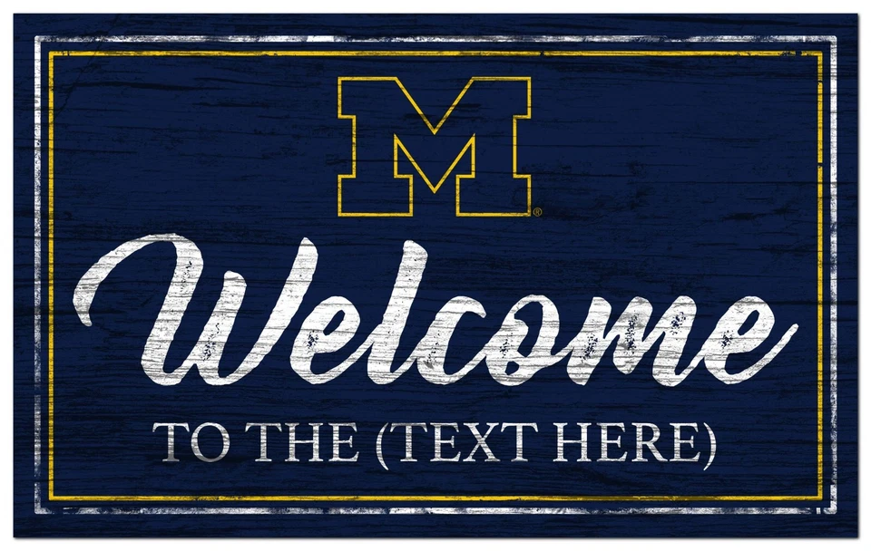 Michigan Wolverines Sign Personalized Sign Team Color Welcome 19x11 - Image 1 of 1