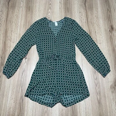 Mameluco para mujer H&M cuello en V verde geométrico manga larga talla 4 Foto 1 de 4