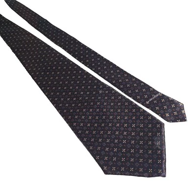 Kenzo Mens Silk Tie Black With Geometric Pattern Blue Orange Office Necktie Gift - Image 1 of 4
