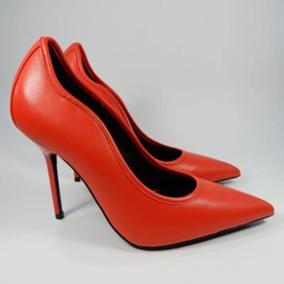 Zapatos de tacón Reiss Bramley punta talla 38 7,5 naranja rojo cuero NUEVO $290 Foto 1 de 4