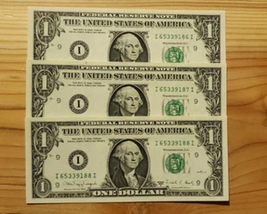 1988-A UNC $1 Dollar Sequential Federal Reserve Note Bills Minneapolis, MN I-9 - Picture 1 of 7