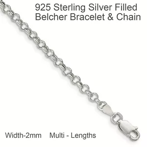 Collar Pulseras Real Plata Esterlina 925 Lleno Sólido 2mm Belcher Rolo Cadena - Imagen 1 de 11