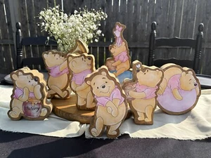 Handmade Winnie The Pooh It’s A Girl Set Of 7 Wooden Baby Shower Centerpieces - Picture 1 of 7