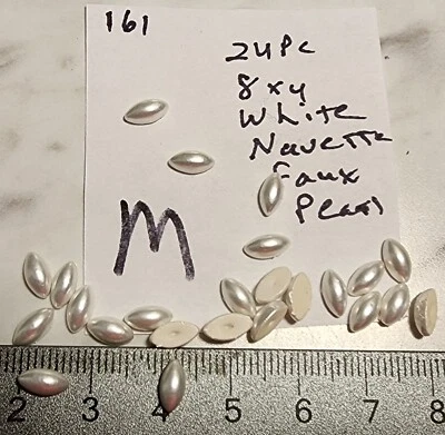 De Colección Japón Diente de Bebé Tapa Plana Corazón Navette ++ Vidrio Imitación Perla Crema Blanco 5028 Foto 1 de 4