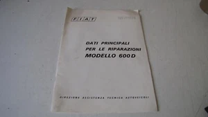 FIAT LIBRETTO RIPARAZIONI PER MODELLO 600 D DEL 1969 - Picture 1 of 8