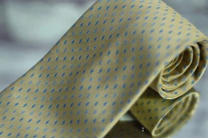 XMI Classic Men's Tie Yellow Shades of Blue Woven Silk Necktie - Picture 1 of 6
