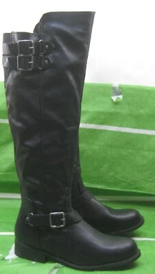 Botas de rodilla Dollhouse negras de 1,5" con tacón ancho punta redonda para mujer talla 5,5 Foto 1 de 4