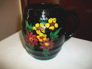 TAZA BARRIL MCCOY CERÁMICA GRES PINTADA A MANO NEGRA ORIG. PINTURA FRÍA RARA - Imagen 1 de 12