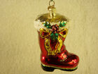 Christopher Radko christmas ornament "Santa's Boot" blown glass 3" tall