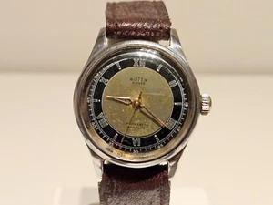 VINTAGE RARE WW2 MILITARY STYLE TWO TONE DIAL SWISS MEN'S 31mm WATCH "BUTEX" - Picture 1 of 12