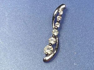 Sterling Silver S Design Pendant w Graduated Goshenite Gemstones IN7239 - Picture 1 of 9