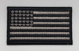 BLACK AND WHITE AMERICAN FLAG PATCH EMBROIDERED - Picture 1 of 3