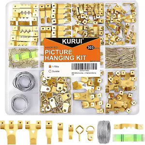 303 Pcs Picture Hanging Kit with Wall Hooks, Picture Wire, D Rings, and Hardware - Picture 1 of 12