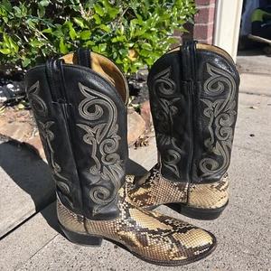 Nocona Vintage Snakeskin Western Cowboy Boots Mens 11.5 D Made In USA! - Picture 1 of 15