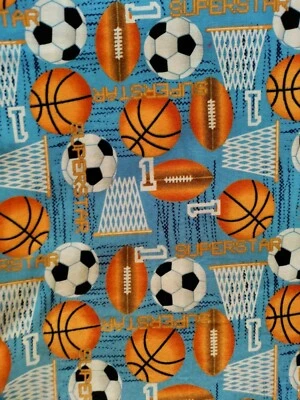 Juego de Cortinas Azul Multi Fútbol Baloncesto 168" X 54 (6 yd. Tela 44") Foto 1 de 4