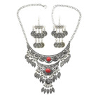 Color Crystal Tassel Necklace Earrings Women Traditional Ethnic Jewelry Set