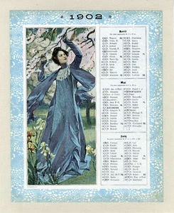 "LE PRINTEMPS" Original geflochtener Kalender LES MODES 1902 von Octave GUILLONNET  - Bild 1 von 1