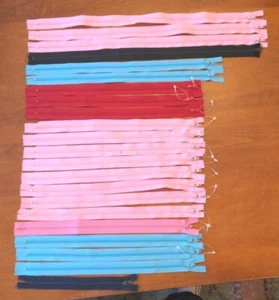 Lot 22: YKK zippers length 8", 13", 15", 18", 19" Navy Black Pink Red Blue - Picture 1 of 20