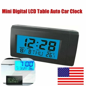 Mini Digital LCD Table Auto Car Dashboard Desk Date Time Calendar Small Clocks - Picture 1 of 12
