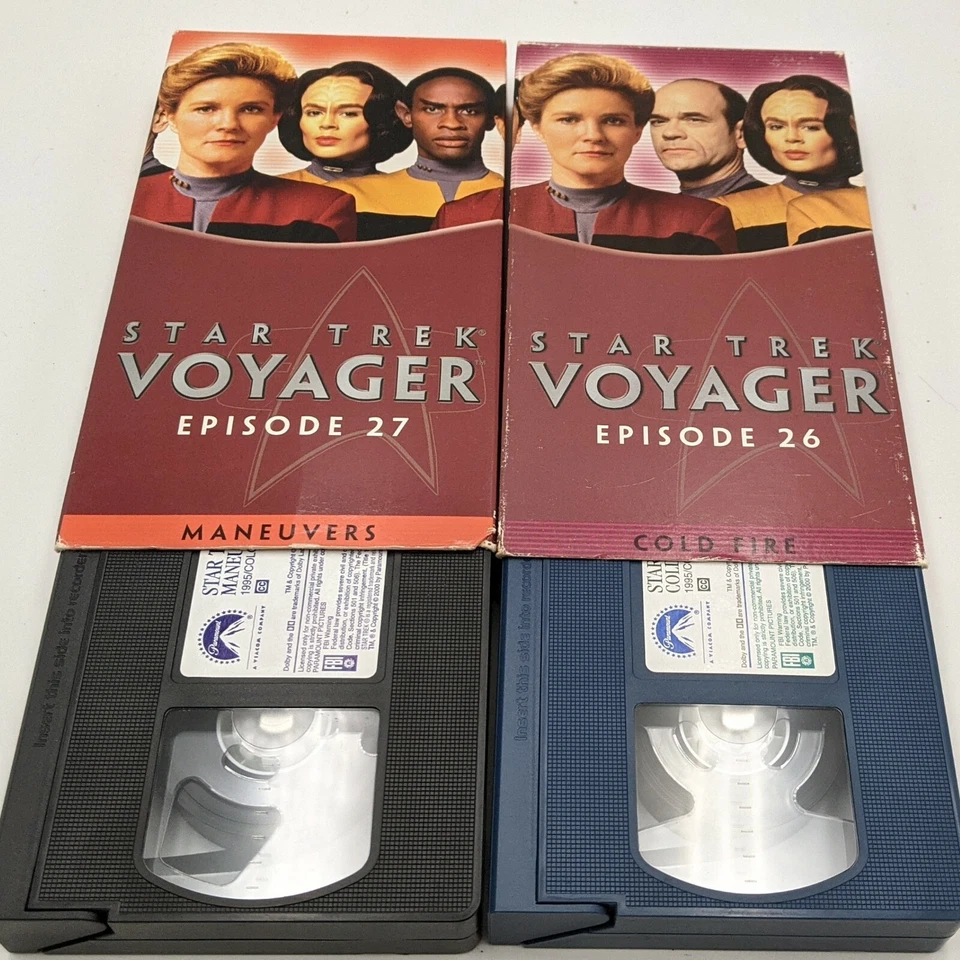 Star Trek Voyager 2 VHS Episodes 26, 27 Cold Fire • Maneuvers Blue Colored Tape - Imagem 1 de 4