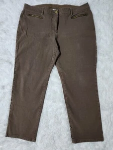 Chicos So Slimming Women’s Pants Brown Ankle Pants Front Faux Zip Sz 3 Pre-owned - Picture 1 of 8