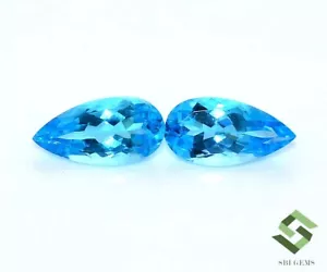 17x9 mm Natürlicher Schweizer Blautopas Birnenschliff Paar 15,25 cts Facettiert Lose Edelsteine - Bild 1 von 7