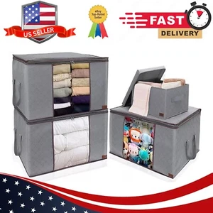 4 Piezas Ropa Edredón Manta Bolsa de Almacenamiento Plegable Bambú Organizador Cremallera Cajas - Imagen 1 de 8