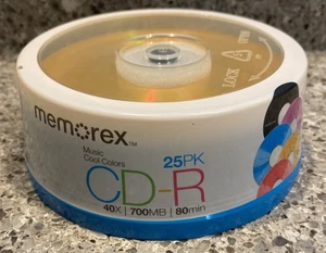 Memorex Cool Colors Discs CD-R 40X 700MB 80 Mins 25 Pack Sealed New - Picture 1 of 5