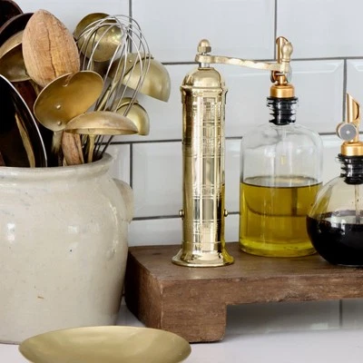 "Molinillo de sal de latón artesanal griego Alexander Mills de 9"" - El molino de latón original" Foto 1 de 4