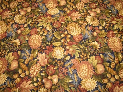 1 1/3 YARDS HAYLOFT BOB VAN OSTEN FOR ANDOVER FABRICS #2348 FALL FLORAL PRETTY - Image 1 of 3