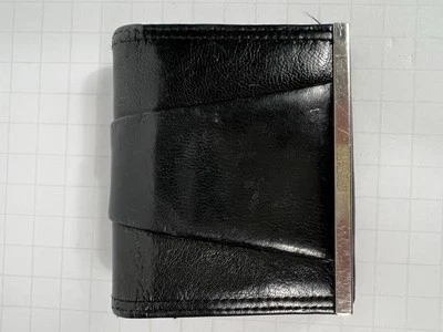 Kenneth Cole Trifold Black Leather Wallet WOMEN’s Silver Accents - Image 1 of 4