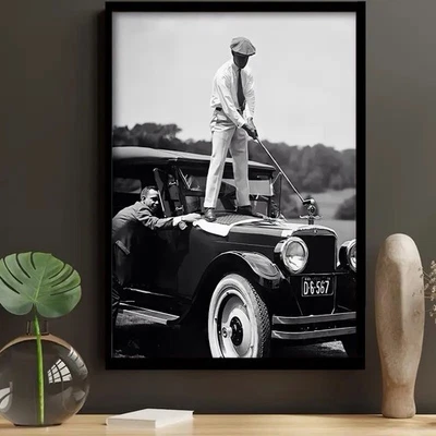 Cuadro artístico en lienzo monocromático icónico de golf vintage tamaño grande 60 cm x 40 cm Foto 1 de 4