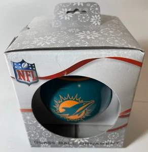Palla di vetro ufficiale NFL Miami Dolphins decorazione natalizia calcio, nuova con scatola - Foto 1 di 3