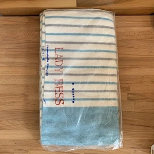 VTG Lady Bess Striped Flannelette Sheet Blanket 70''x90'' Made in Spain NEW NOS - Bild 1 von 7