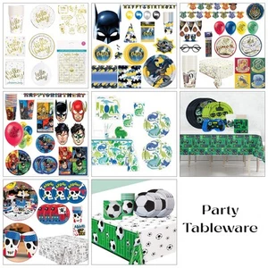 Kids Birthday Party Tableware Tablecloth Plates Cups Napkins Mask Supplies Set - Picture 1 of 62